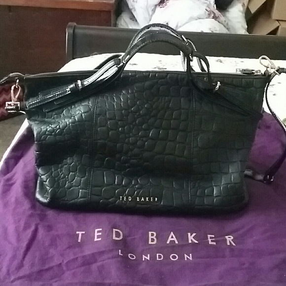 ted baker black bag with rose gold hardware